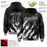 Custom Black White Splash 3D Pattern Design Bomber Full-Snap Varsity Letterman Hoodie Jacket