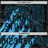 Custom Black Sky Blue-White Splash 3D Pattern Design Bomber Full-Snap Varsity Letterman Hoodie Jacket