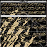 Custom Black Vegas Gold-White Splash 3D Pattern Design Bomber Full-Snap Varsity Letterman Hoodie Jacket