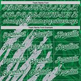 Custom Kelly Green Gray-White Splash 3D Pattern Design Bomber Full-Snap Varsity Letterman Hoodie Jacket