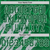 Custom Kelly Green Gray-White Splash 3D Pattern Design Bomber Full-Snap Varsity Letterman Hoodie Jacket