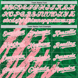 Custom Kelly Green Medium Pink-White Splash 3D Pattern Design Bomber Full-Snap Varsity Letterman Hoodie Jacket