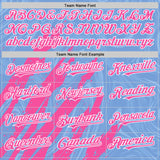 Custom Light Blue Pink-White Splash 3D Pattern Design Bomber Full-Snap Varsity Letterman Hoodie Jacket