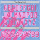 Custom Light Blue Pink-White Splash 3D Pattern Design Bomber Full-Snap Varsity Letterman Hoodie Jacket