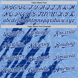 Custom Light Blue Royal-White Splash 3D Pattern Design Bomber Full-Snap Varsity Letterman Hoodie Jacket