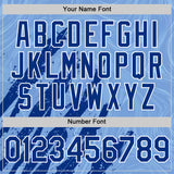 Custom Light Blue Royal-White Splash 3D Pattern Design Bomber Full-Snap Varsity Letterman Hoodie Jacket