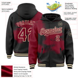 Custom Black Crimson-Cream Abstract Color Blocks Fragment 3D Pattern Design Bomber Full-Snap Varsity Letterman Hoodie Jacket