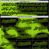 Custom Black Neon Green Abstract Color Blocks Fragment 3D Pattern Design Bomber Full-Snap Varsity Letterman Hoodie Jacket