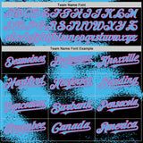 Custom Black Sky Blue-Pink Abstract Color Blocks Fragment 3D Pattern Design Bomber Full-Snap Varsity Letterman Hoodie Jacket