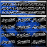 Custom Black Thunder Blue-White Abstract Color Blocks Fragment 3D Pattern Design Bomber Full-Snap Varsity Letterman Hoodie Jacket