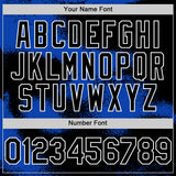 Custom Black Thunder Blue-White Abstract Color Blocks Fragment 3D Pattern Design Bomber Full-Snap Varsity Letterman Hoodie Jacket