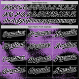 Custom Black Medium Purple-White Abstract Color Blocks Fragment 3D Pattern Design Bomber Full-Snap Varsity Letterman Hoodie Jacket