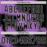 Custom Black Medium Purple-White Abstract Color Blocks Fragment 3D Pattern Design Bomber Full-Snap Varsity Letterman Hoodie Jacket