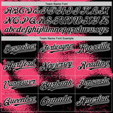 Custom Black Neon Pink-White Abstract Color Blocks Fragment 3D Pattern Design Bomber Full-Snap Varsity Letterman Hoodie Jacket