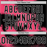 Custom Black Neon Pink-White Abstract Color Blocks Fragment 3D Pattern Design Bomber Full-Snap Varsity Letterman Hoodie Jacket