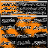 Custom Black Bay Orange-White Abstract Color Blocks Fragment 3D Pattern Design Bomber Full-Snap Varsity Letterman Hoodie Jacket