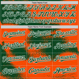 Custom Orange Green-White Abstract Color Blocks Fragment 3D Pattern Design Bomber Full-Snap Varsity Letterman Hoodie Jacket