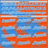 Custom Orange Powder Blue-White Abstract Color Blocks Fragment 3D Pattern Design Bomber Full-Snap Varsity Letterman Hoodie Jacket