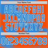 Custom Orange Powder Blue-White Abstract Color Blocks Fragment 3D Pattern Design Bomber Full-Snap Varsity Letterman Hoodie Jacket