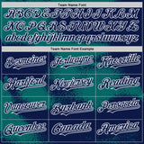 Custom Navy Teal-White Abstract Color Blocks Fragment 3D Pattern Design Bomber Full-Snap Varsity Letterman Hoodie Jacket