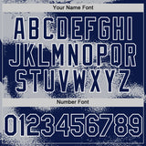 Custom Navy Gray-White Abstract Color Blocks Fragment 3D Pattern Design Bomber Full-Snap Varsity Letterman Hoodie Jacket