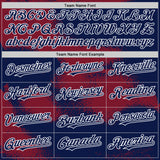 Custom Navy Crimson-White Abstract Color Blocks Fragment 3D Pattern Design Bomber Full-Snap Varsity Letterman Hoodie Jacket