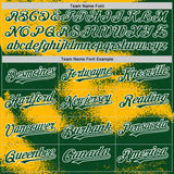 Custom Green Gold-White Abstract Color Blocks Fragment 3D Pattern Design Bomber Full-Snap Varsity Letterman Hoodie Jacket