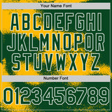 Custom Green Gold-White Abstract Color Blocks Fragment 3D Pattern Design Bomber Full-Snap Varsity Letterman Hoodie Jacket