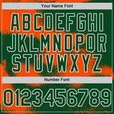 Custom Green Orange-White Abstract Color Blocks Fragment 3D Pattern Design Bomber Full-Snap Varsity Letterman Hoodie Jacket