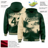 Custom Green Cream Abstract Color Blocks Fragment 3D Pattern Design Bomber Full-Snap Varsity Letterman Hoodie Jacket