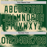 Custom Green Cream Abstract Color Blocks Fragment 3D Pattern Design Bomber Full-Snap Varsity Letterman Hoodie Jacket