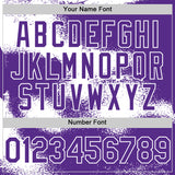 Custom Purple White Abstract Color Blocks Fragment 3D Pattern Design Bomber Full-Snap Varsity Letterman Hoodie Jacket