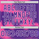 Custom Purple Pink-White Abstract Color Blocks Fragment 3D Pattern Design Bomber Full-Snap Varsity Letterman Hoodie Jacket