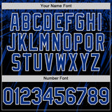 Custom Black Royal-White Splash 3D Pattern Design Bomber Full-Snap Varsity Letterman Hoodie Jacket