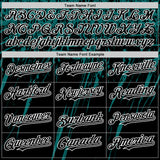 Custom Black Teal-White Splash 3D Pattern Design Bomber Full-Snap Varsity Letterman Hoodie Jacket