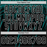 Custom Black Teal-White Splash 3D Pattern Design Bomber Full-Snap Varsity Letterman Hoodie Jacket