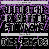 Custom Black Medium Purple-White Splash 3D Pattern Design Bomber Full-Snap Varsity Letterman Hoodie Jacket