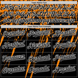 Custom Black Bay Orange-White Splash 3D Pattern Design Bomber Full-Snap Varsity Letterman Hoodie Jacket