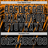 Custom Black Bay Orange-White Splash 3D Pattern Design Bomber Full-Snap Varsity Letterman Hoodie Jacket