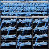 Custom Black Powder Blue-White Splash 3D Pattern Design Bomber Full-Snap Varsity Letterman Hoodie Jacket