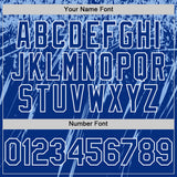 Custom Royal Light Blue-White Splash 3D Pattern Design Bomber Full-Snap Varsity Letterman Hoodie Jacket