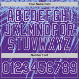 Custom Purple Light Blue-White Splash 3D Pattern Design Bomber Full-Snap Varsity Letterman Hoodie Jacket