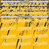 Custom Gold Navy-White Splash 3D Pattern Design Bomber Full-Snap Varsity Letterman Hoodie Jacket