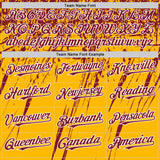 Custom Gold Crimson-White Splash 3D Pattern Design Bomber Full-Snap Varsity Letterman Hoodie Jacket