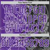 Custom Graffiti Pattern Purple Black-White Scratch Bomber Full-Snap Varsity Letterman Hoodie Jacket