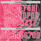 Custom Graffiti Pattern Neon Pink Black-White Scratch Bomber Full-Snap Varsity Letterman Hoodie Jacket