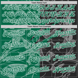 Custom Graffiti Pattern Kelly Green Black-White Scratch Bomber Full-Snap Varsity Letterman Hoodie Jacket