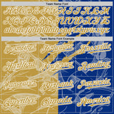 Custom Graffiti Pattern Old Gold Royal-White Scratch Bomber Full-Snap Varsity Letterman Hoodie Jacket