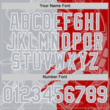 Custom Graffiti Pattern Gray Red-White Scratch Bomber Full-Snap Varsity Letterman Hoodie Jacket