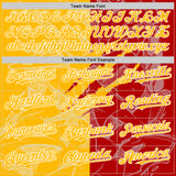 Custom Graffiti Pattern Gold Red-White Scratch Bomber Full-Snap Varsity Letterman Hoodie Jacket